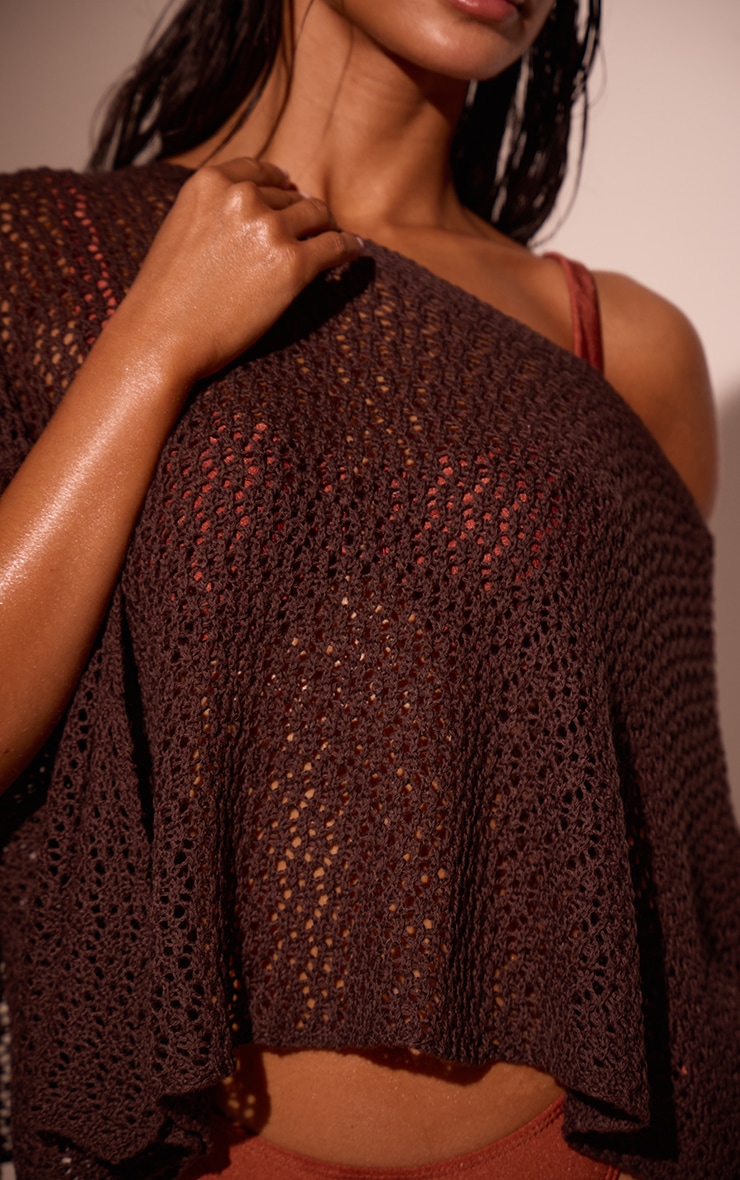 Chocolate Knitted Beach Cape image 4