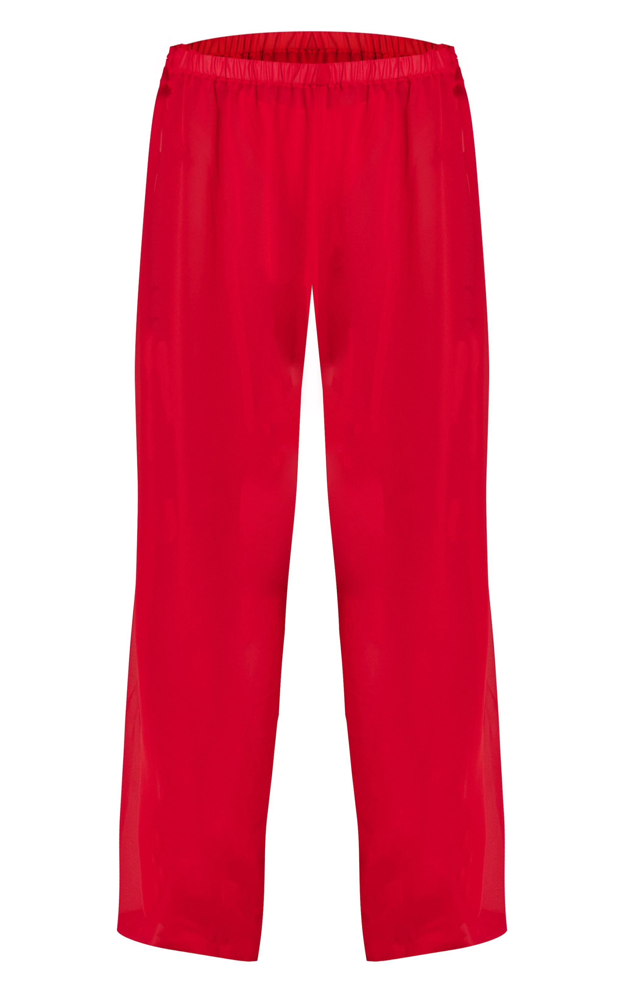 Pantalon de plage large en mousseline de soie rouge image 5