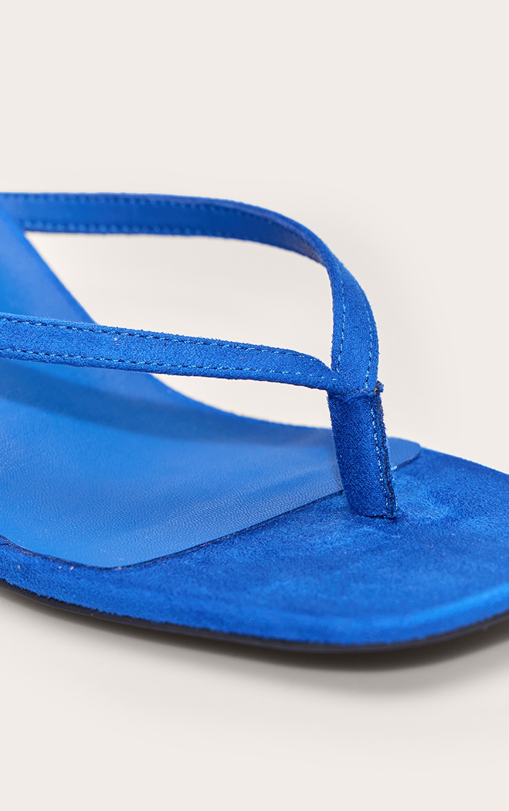 Cobalt Faux Suede Square Toe Thong Mid Heeled Mules image 5