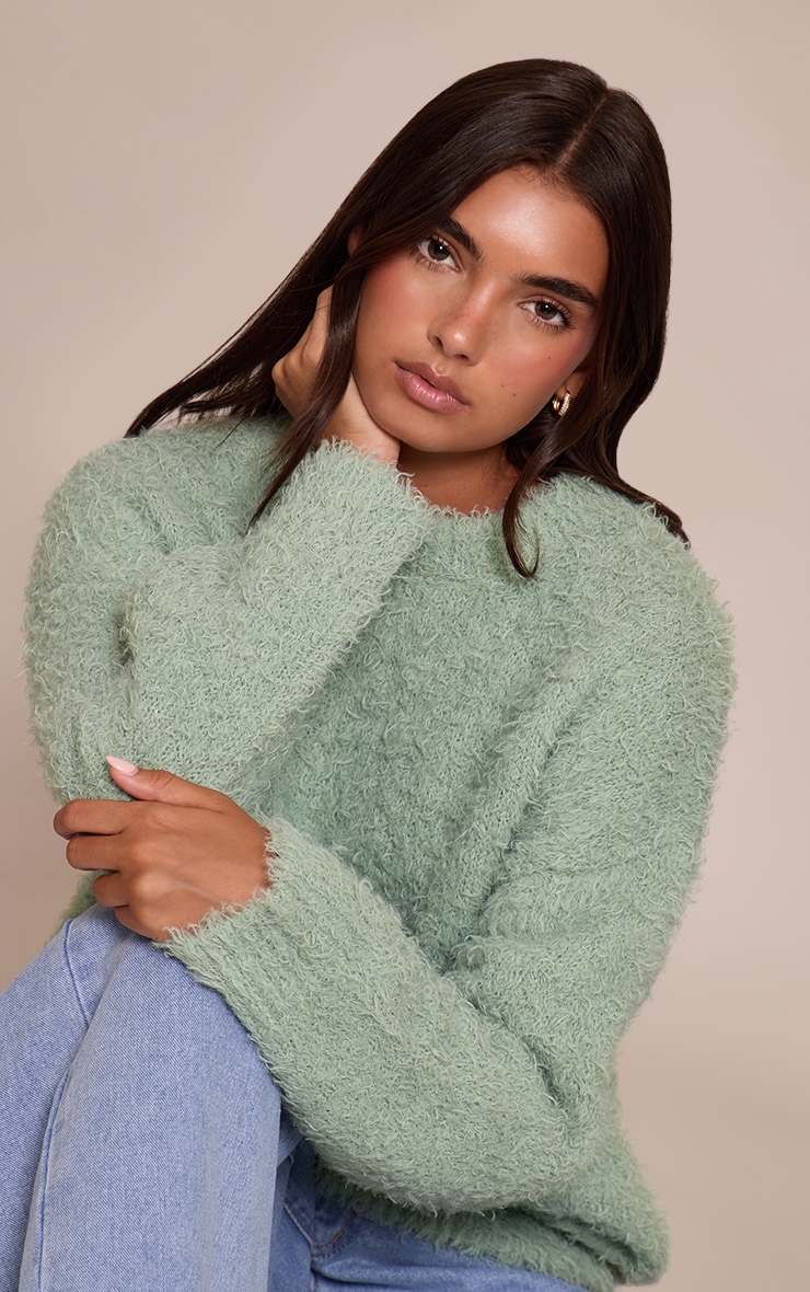 Mint Teddy Knit Oversized Sweater image 4