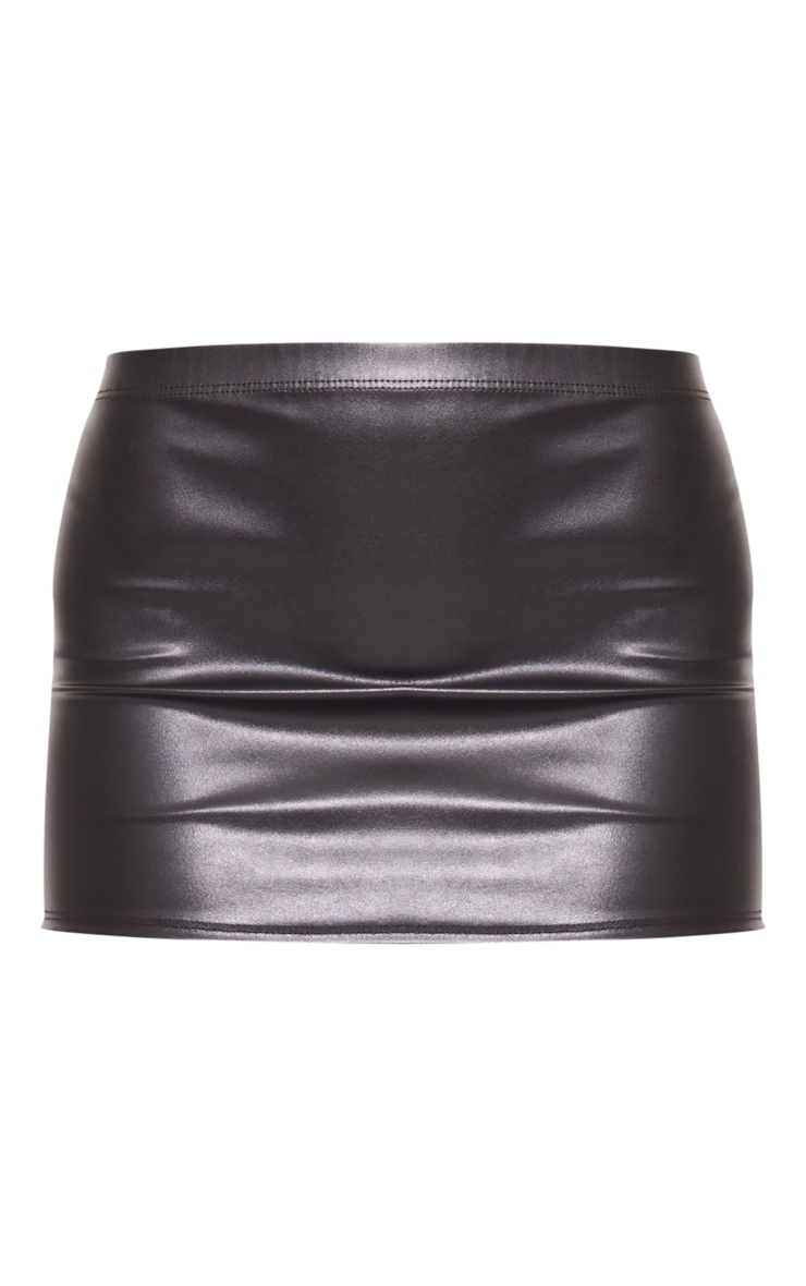 Black Faux Leather Low Rise Extreme Micro Mini Skirt image 6