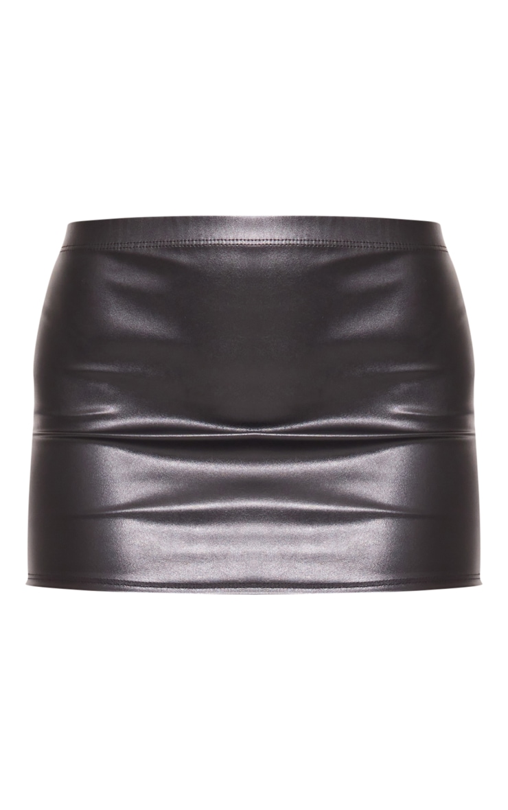 Black Faux Leather Low Rise Extreme Micro Mini Skirt image 6