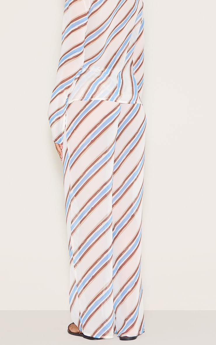 Blue Stripe Drawstring Floaty Pants image 3
