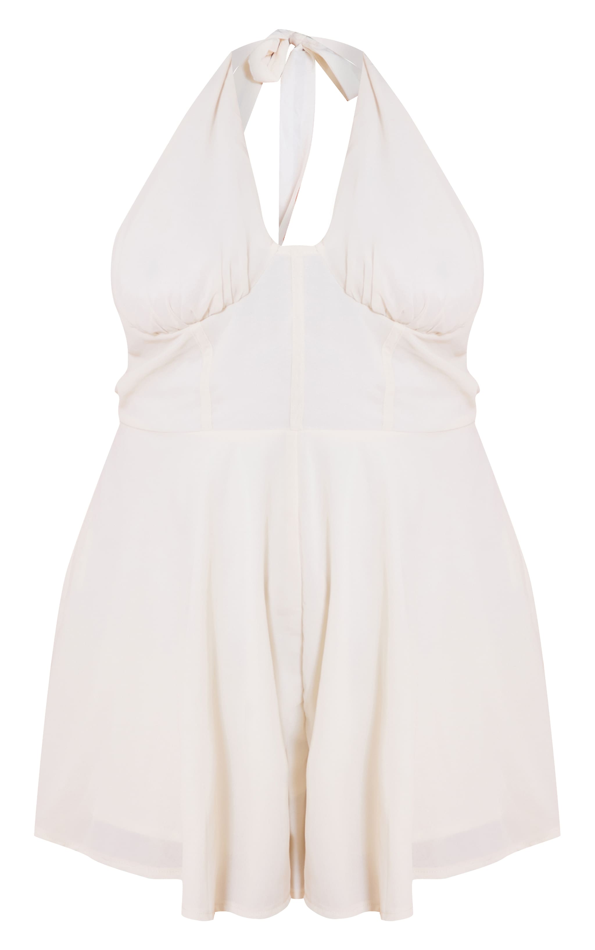 Plus Cream Chiffon Halterneck Corset Detail Skort Playsuit image 5