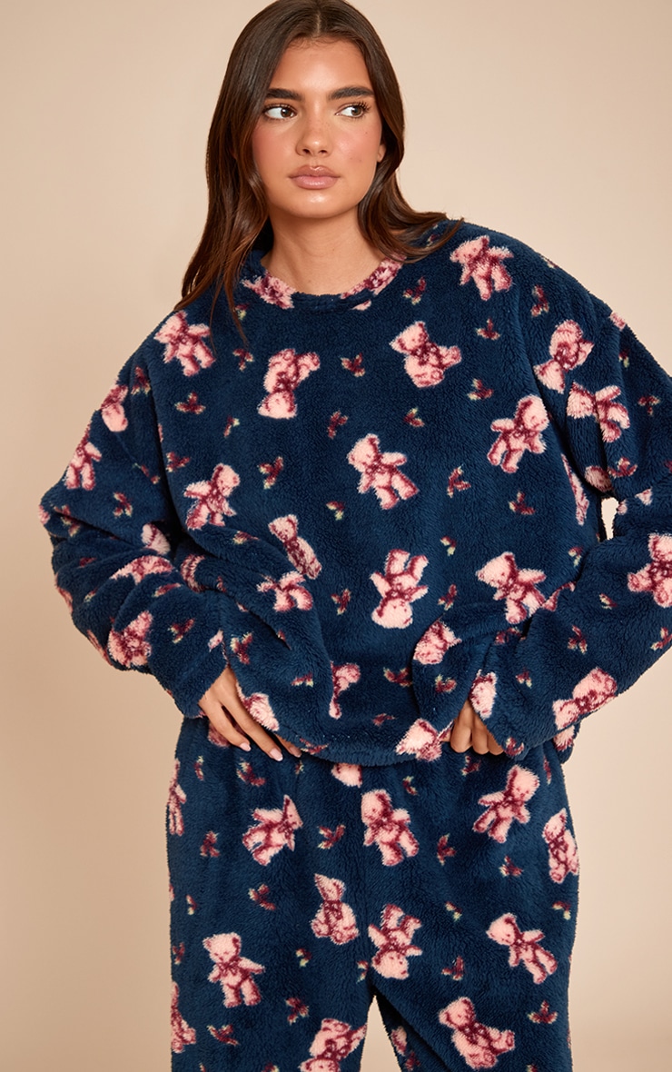 Ensemble de pyjama en polaire imprimé nounours à sweat image 4