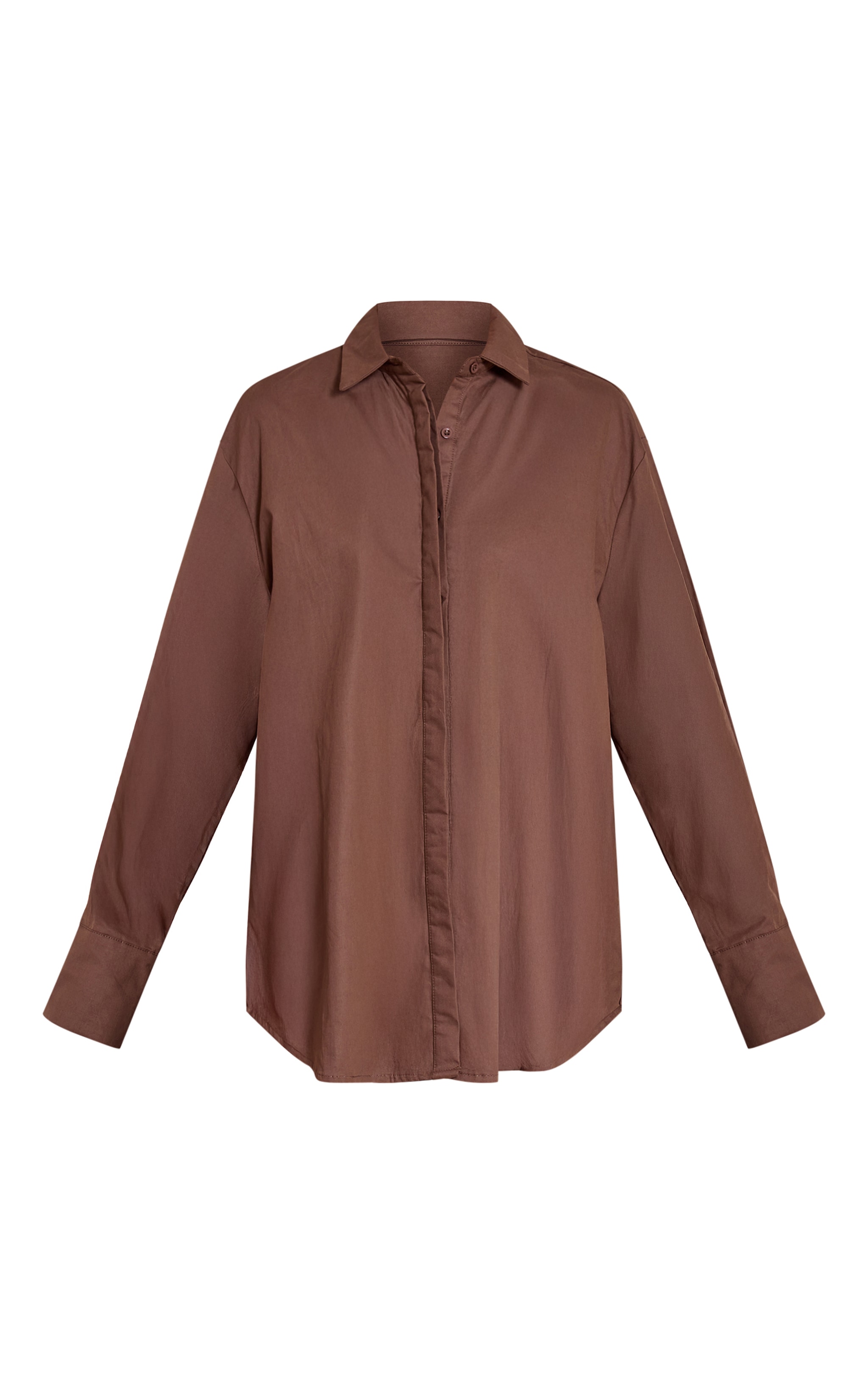 Brown Cotton Oversized Cuff Shirt image 5