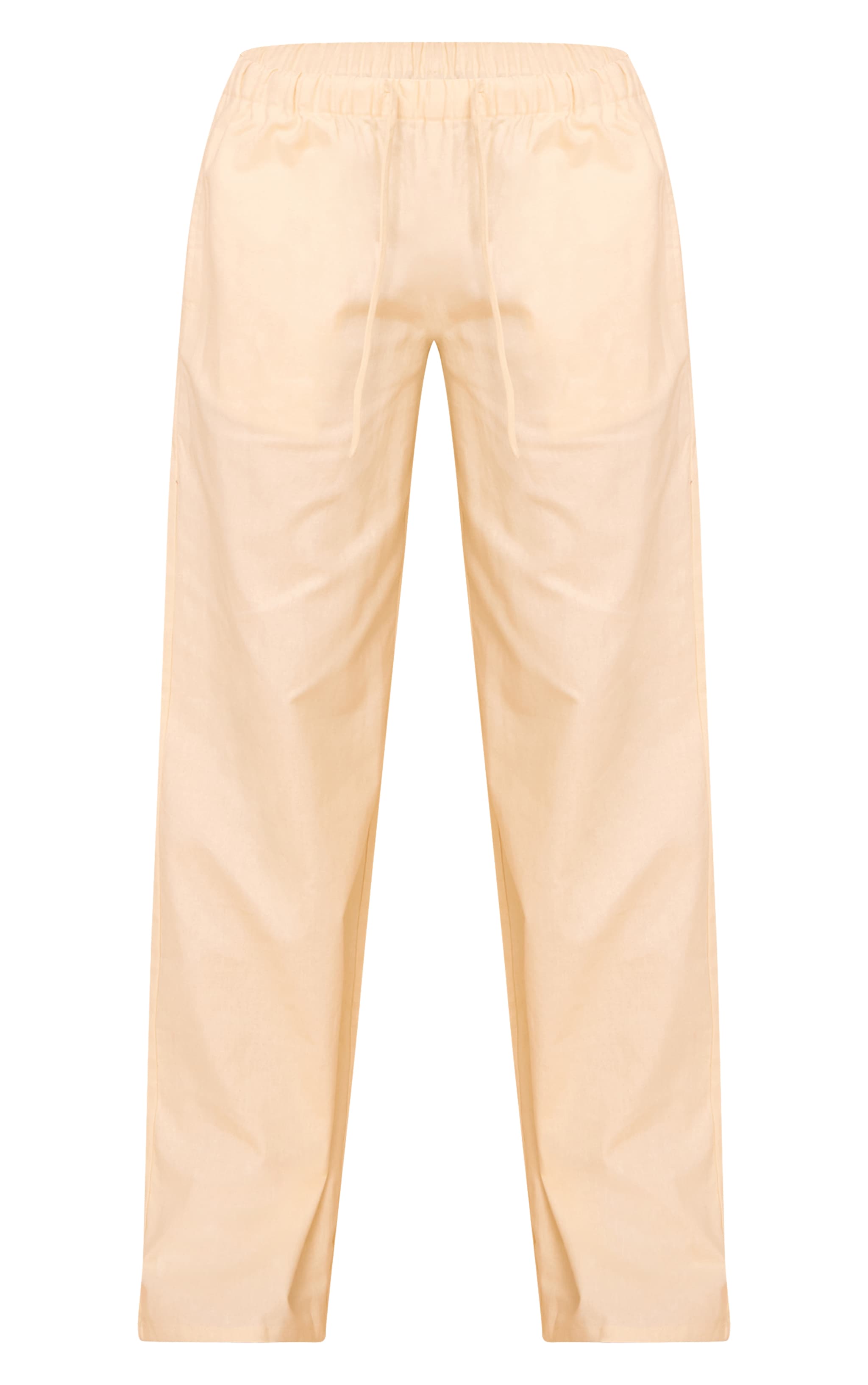 Beige Woven Straight Leg Pants image 5