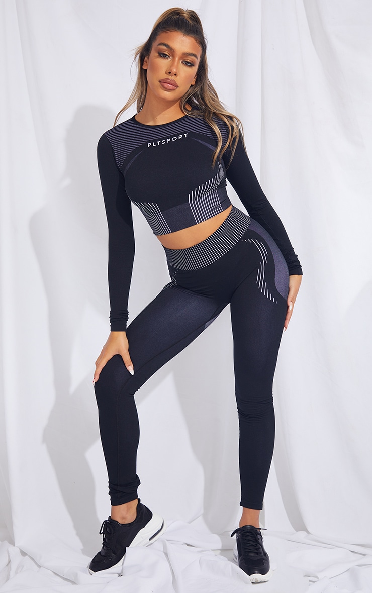 PRETTYLITTLETHING Black Contour Seamless Leggings