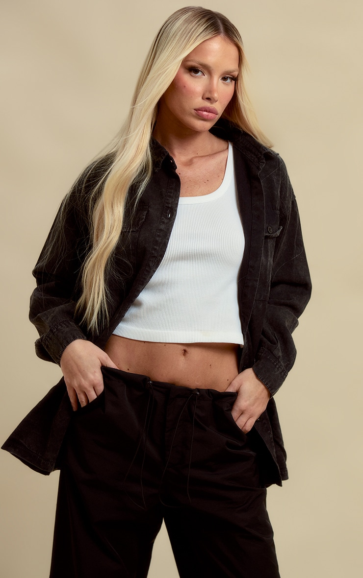 Washed Black Cargo Utility Shirt 1