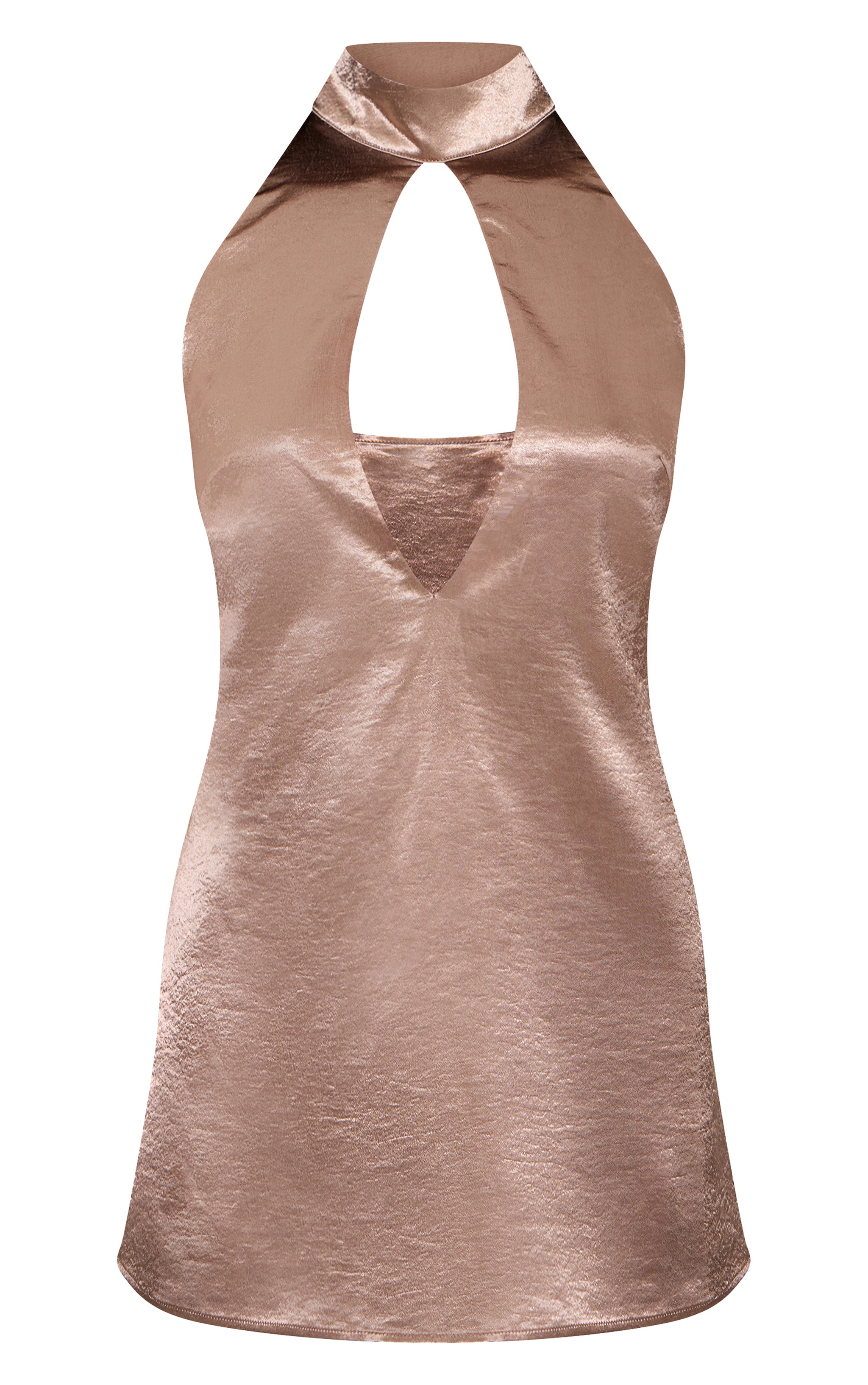 Mocha Satin Keyhole Shift Dress image 5