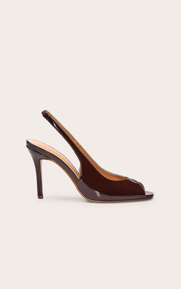 Talons chocolat à bout découpé et bride derrière image 2