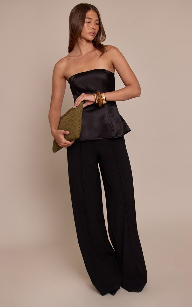 Top bandeau long en matière satinée noir image 3