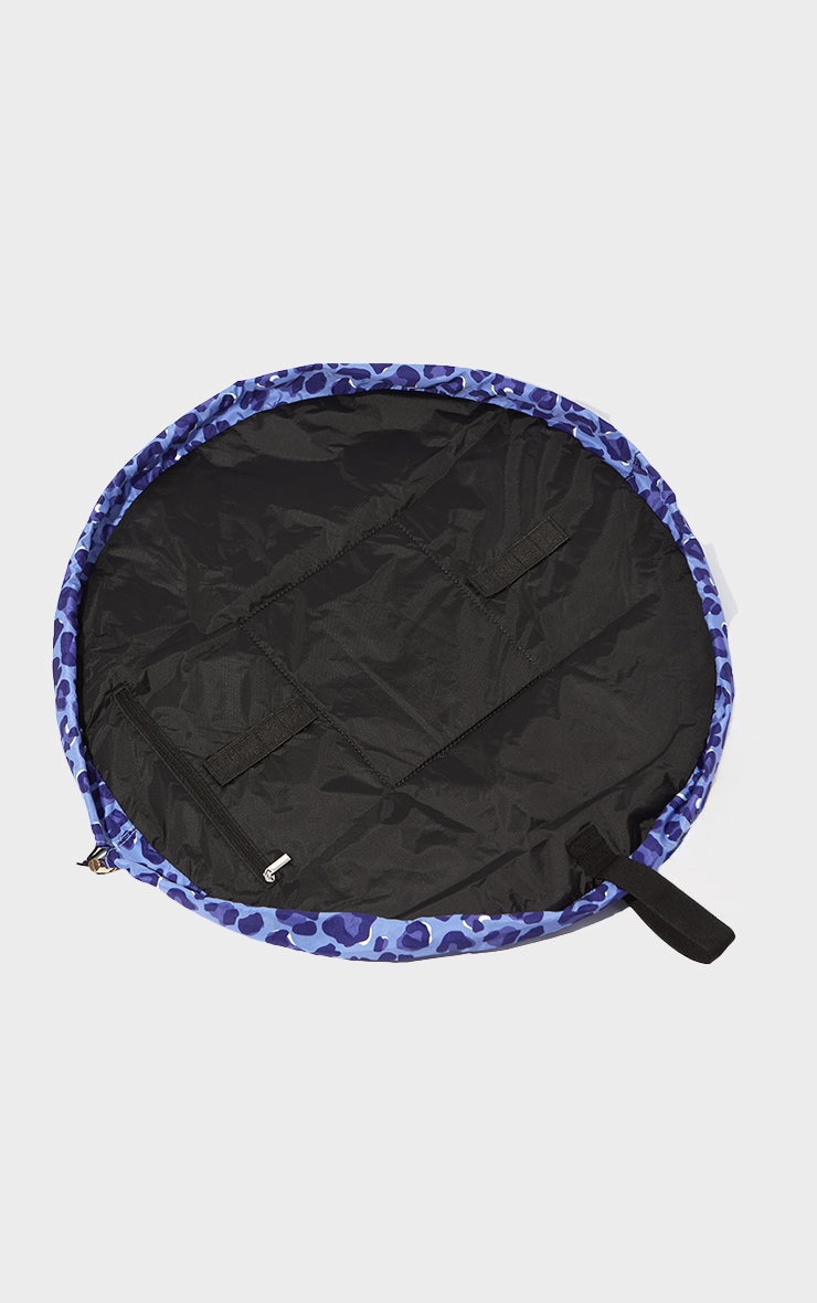 The Flat Lay Co. Drawstring Makeup Bag In Blue Leopard image 3