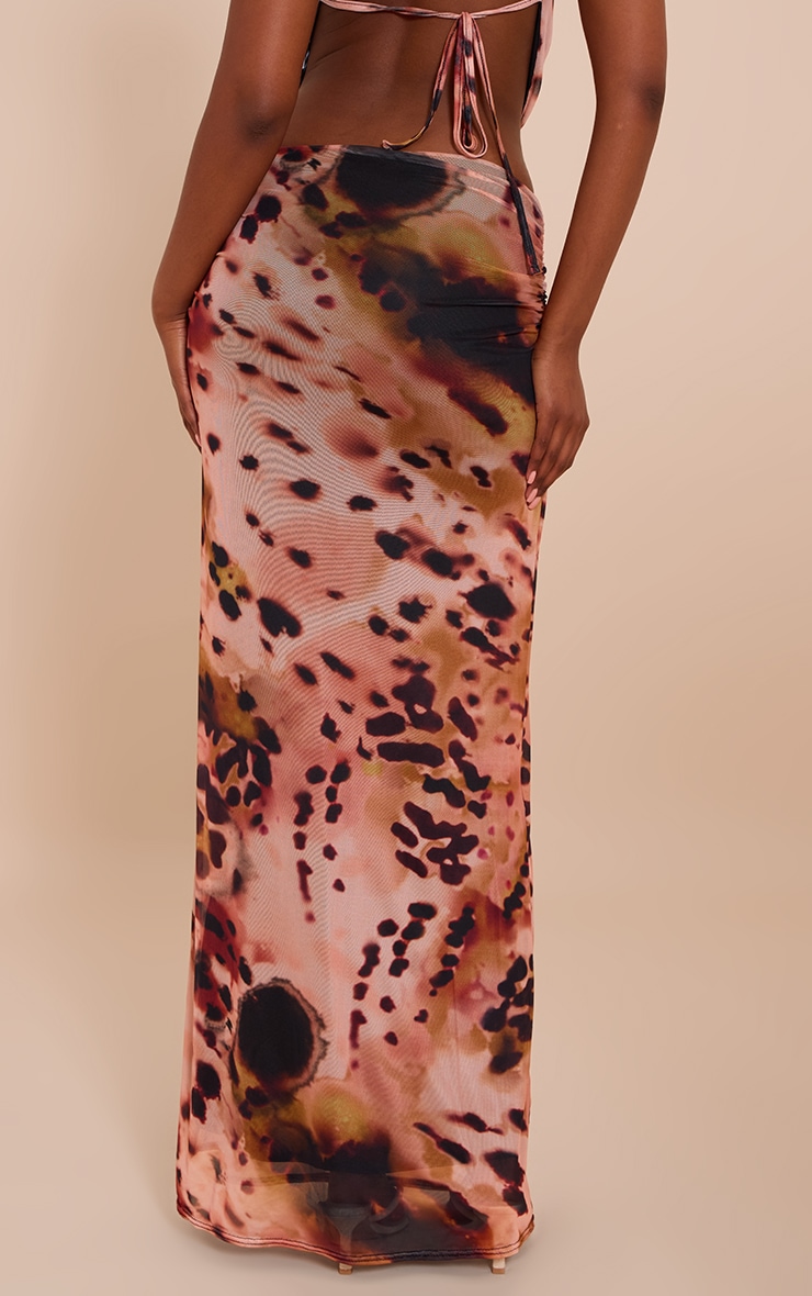  Multi Abstract Print Mesh Maxi Skirt image 3