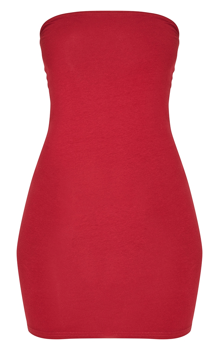 Burgundy Bandeau Basic Bodycon Dress image 6