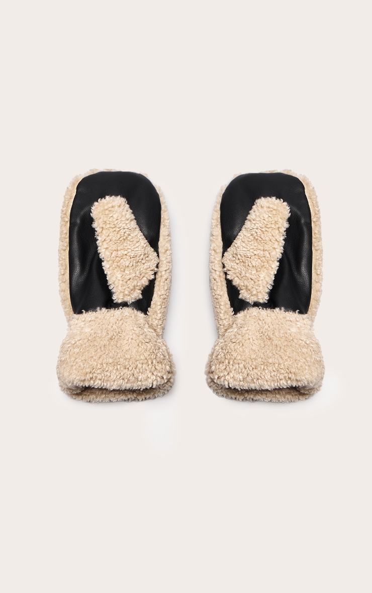 Mitaines en PU noir à doublure en imitation mouton image 2