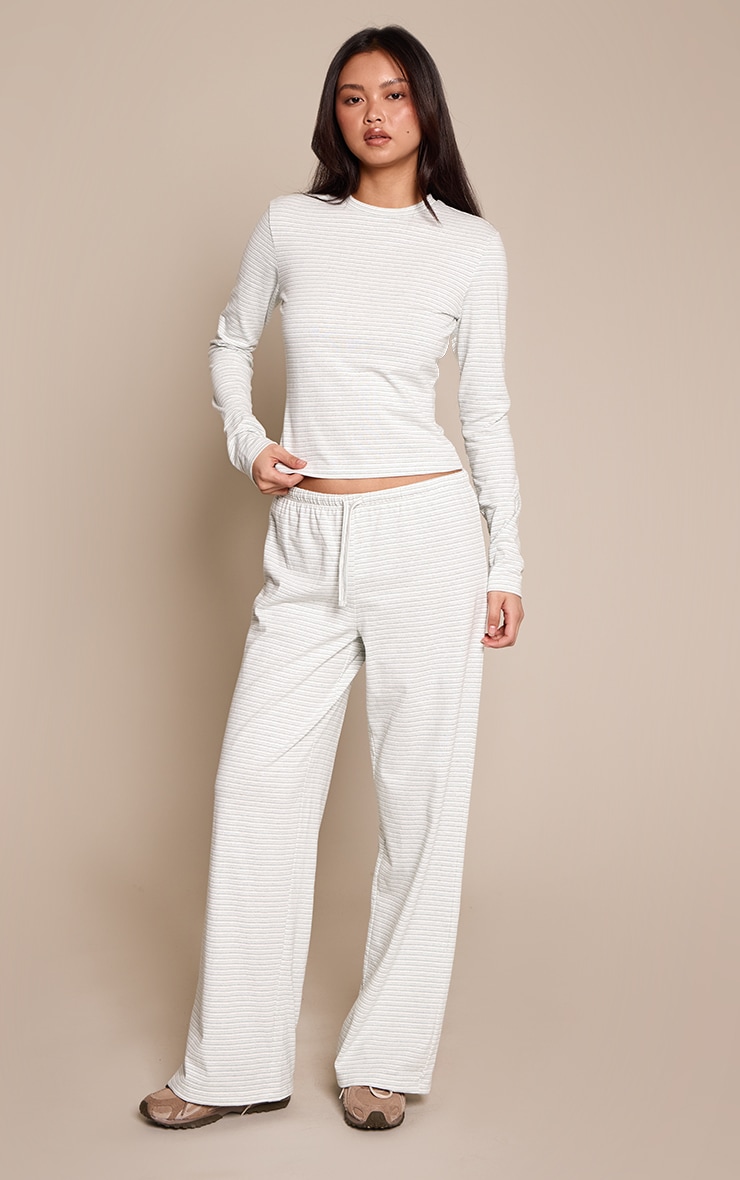 Green Cotton Striped Long Sleeve T-Shirt image 3