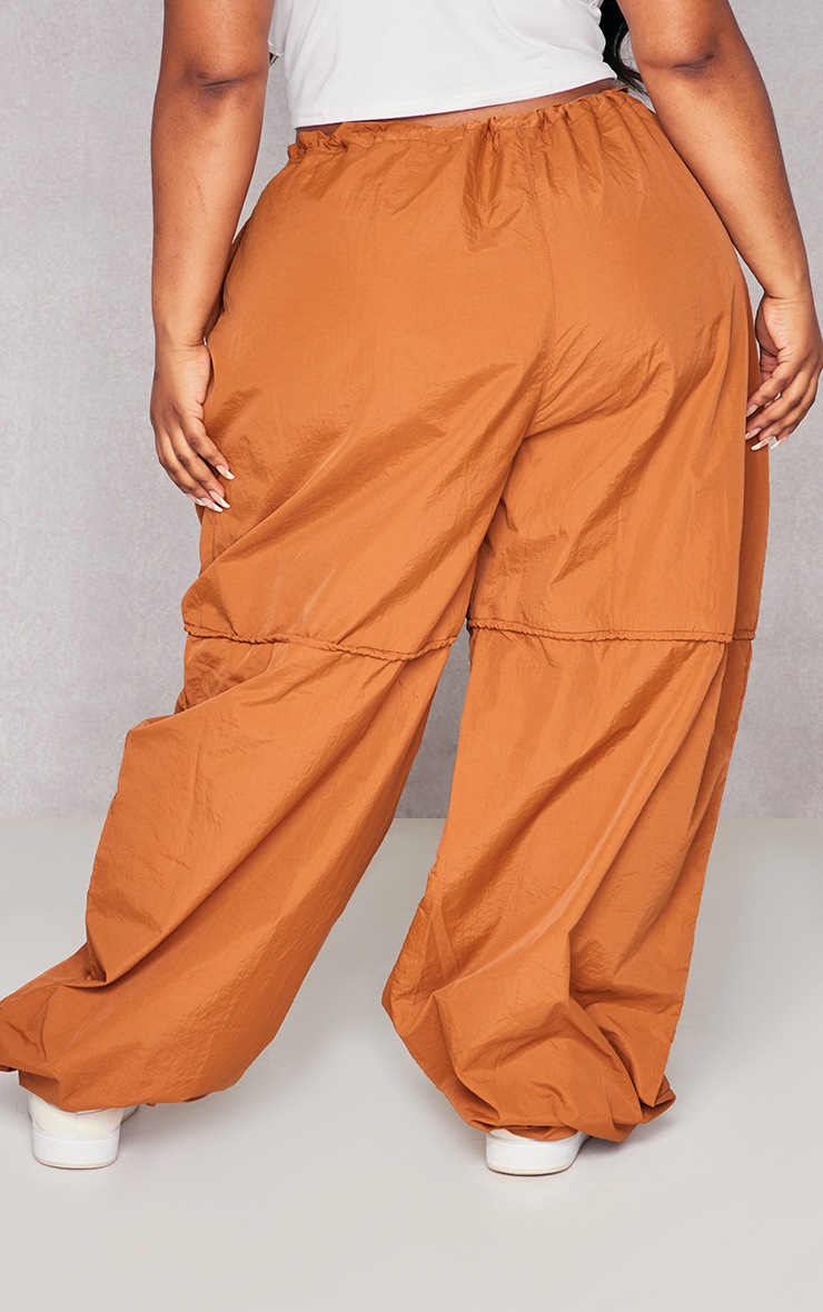 Plus Brown Parachute Toggle Detail Cargo Pant image 3