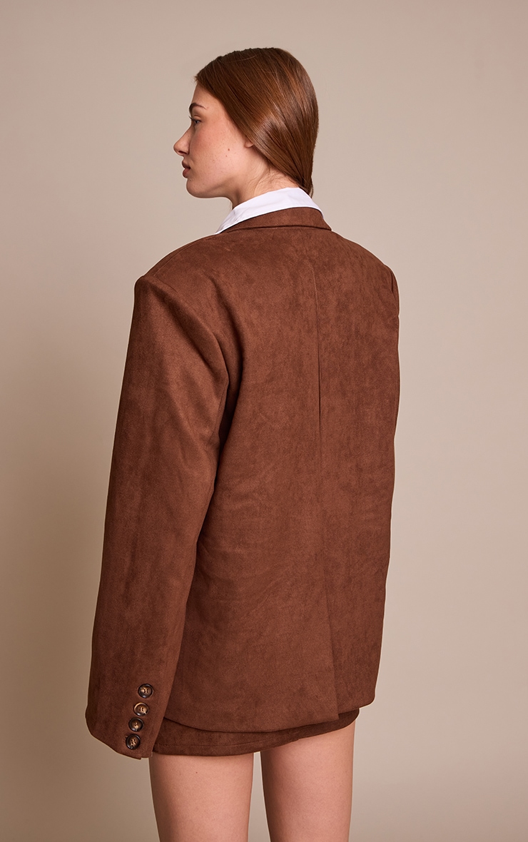 Chocolate Brown Suede Mid Rise Mini Skirt image 3