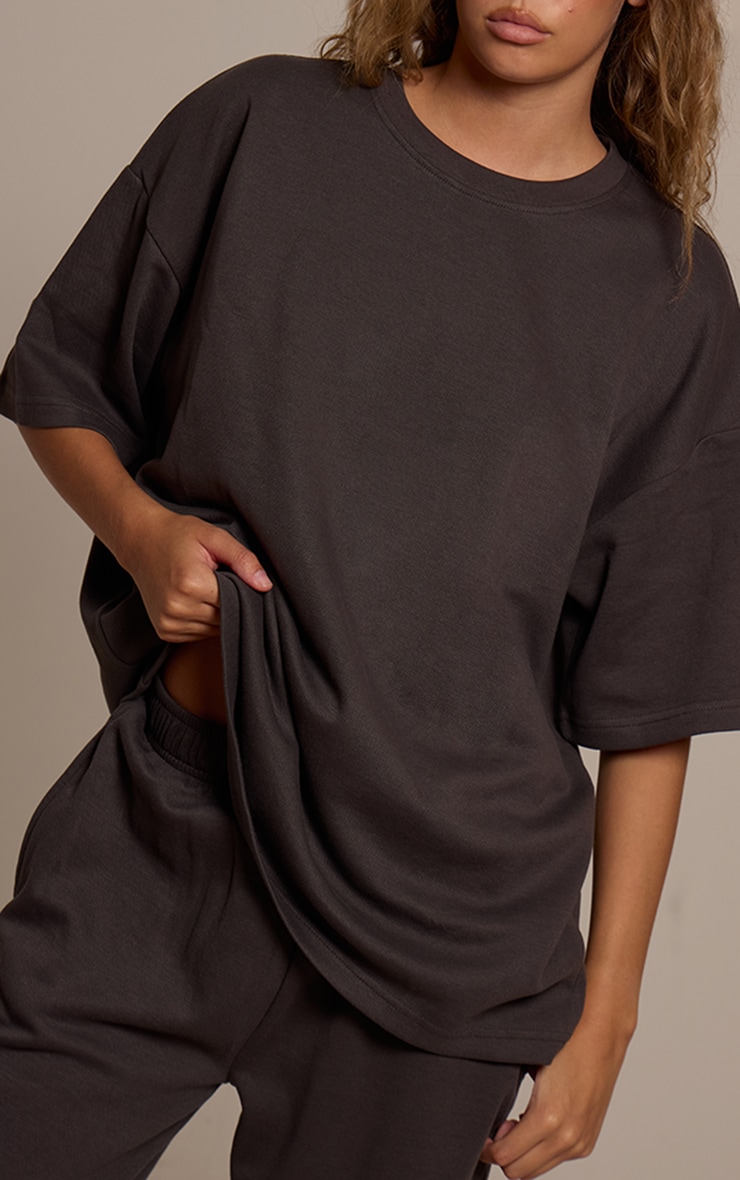 Charcoal Grey Jersey Mid Rise Wide Leg Pant image 4