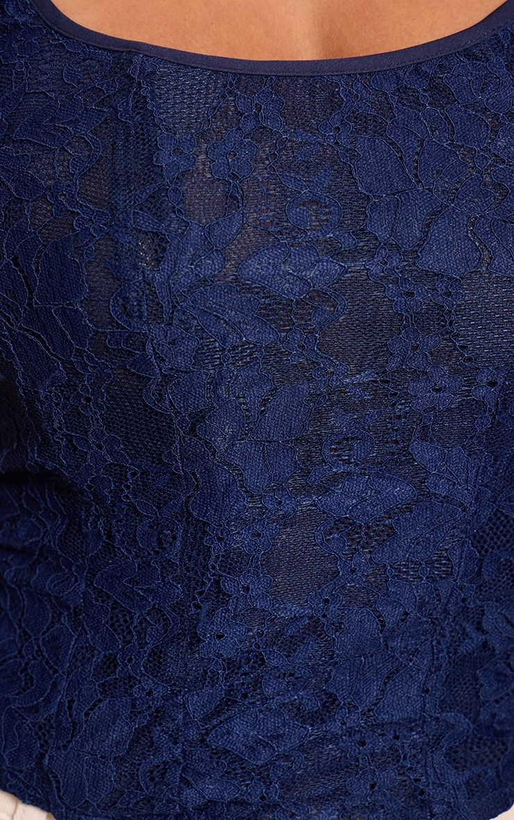 Shape Navy Lace Square Neck Longline Corset Top image 4