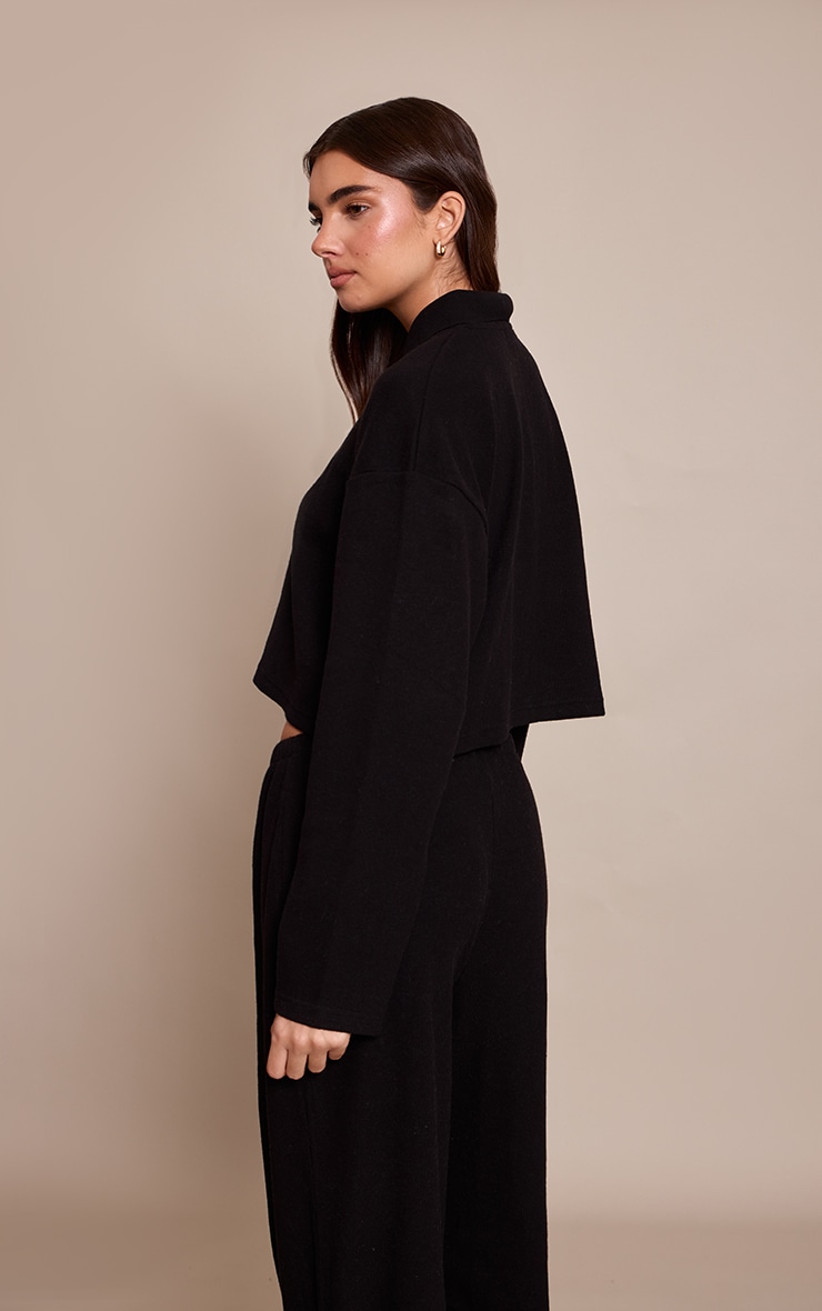 Black Brushed Rib Button Shirt image 2