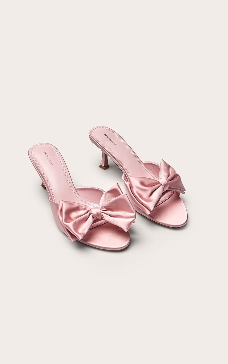 Ballerina Pink Satin Bow Detail Heeled Mule image 3