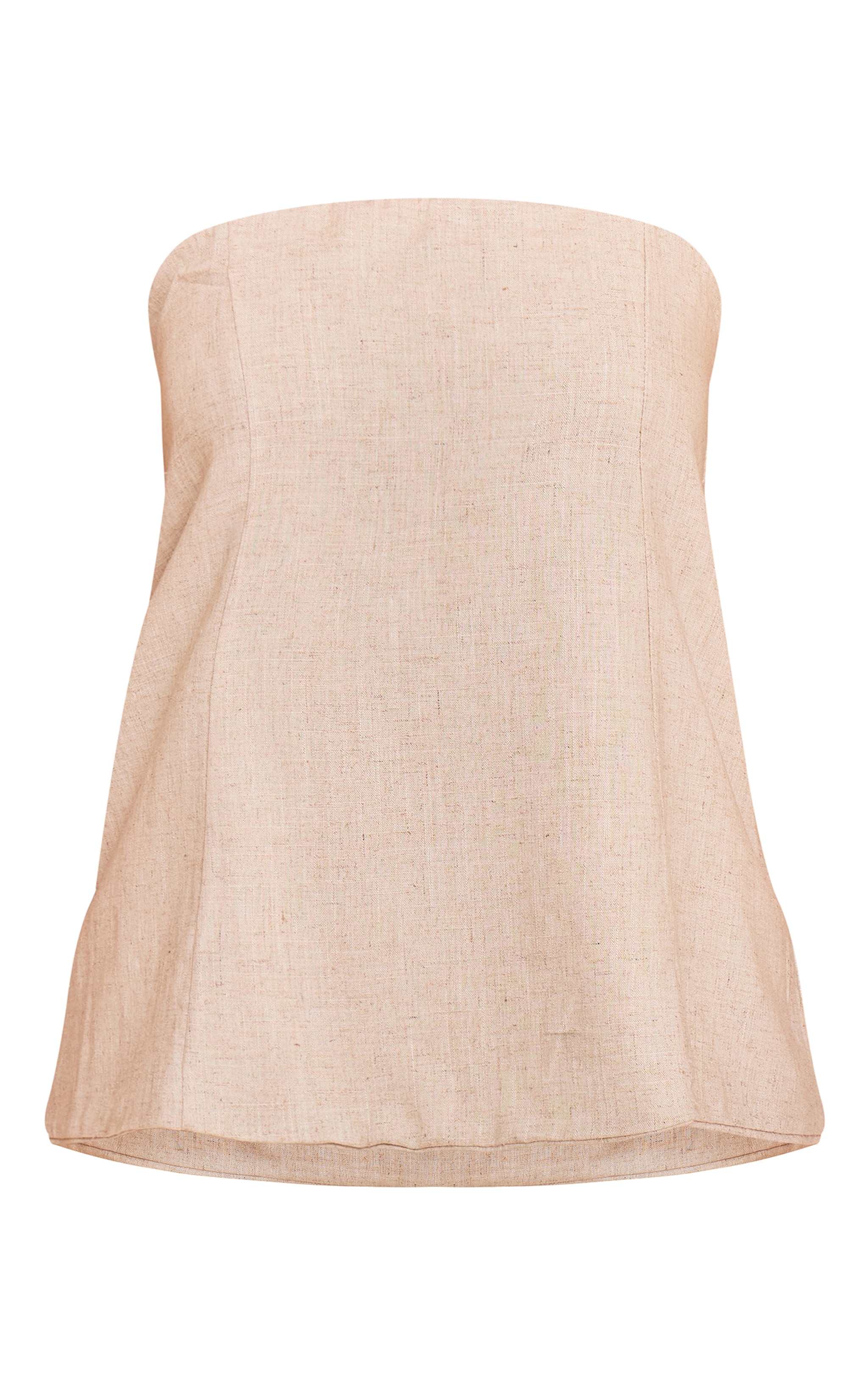 Petite Sand Lightweight Linen Look Woven Bandeau Long Line Top image 5