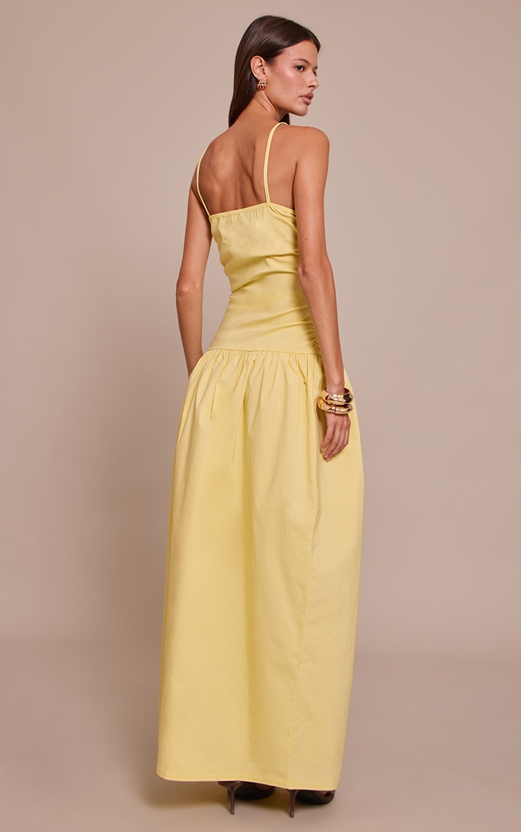 Lemon Stretch Woven Strappy Ruched Maxi Dress image 2