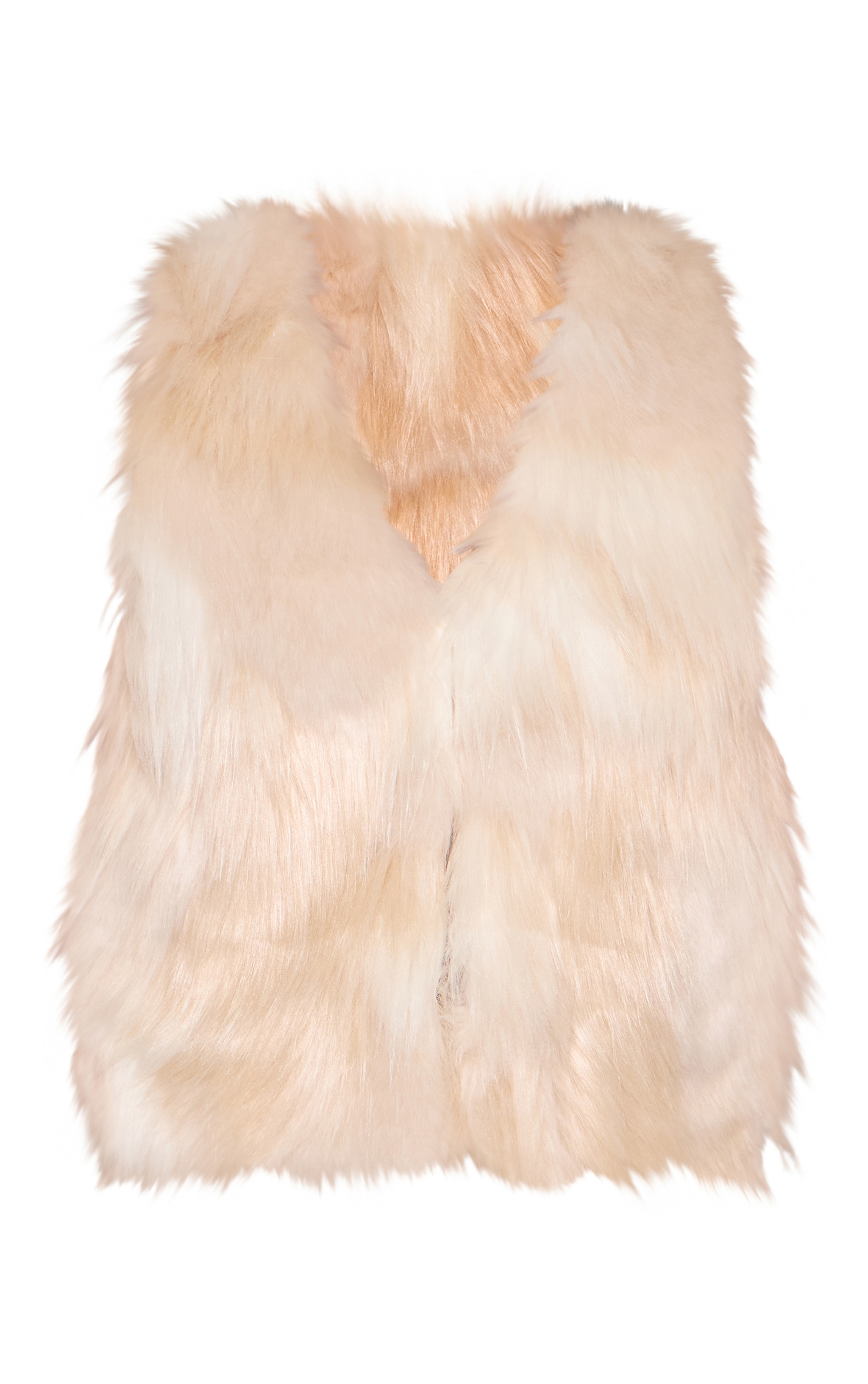Petite Beige Fur Sleeveless Crop Top image 5
