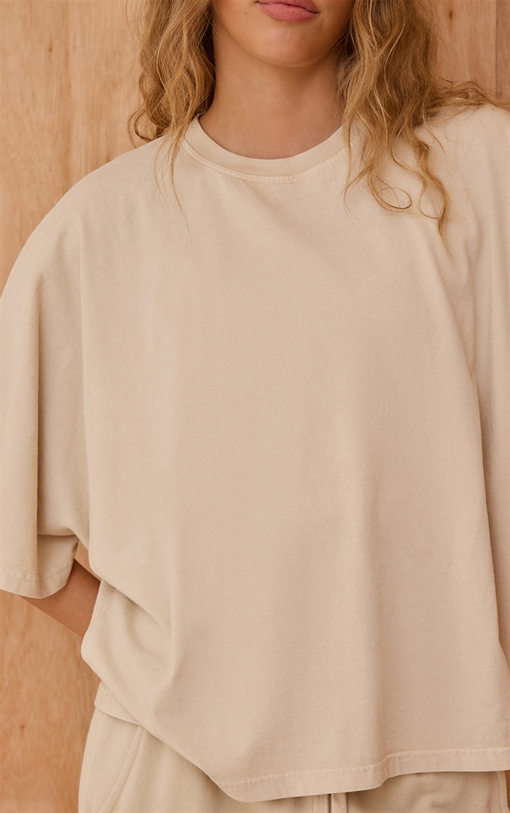 Oatmeal Acid Wash Oversized Boxy Tshirt image 4