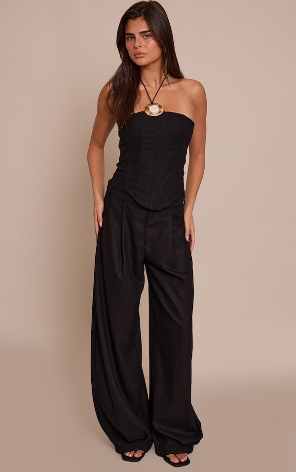 Black Brushed Woven Balloon Pants
