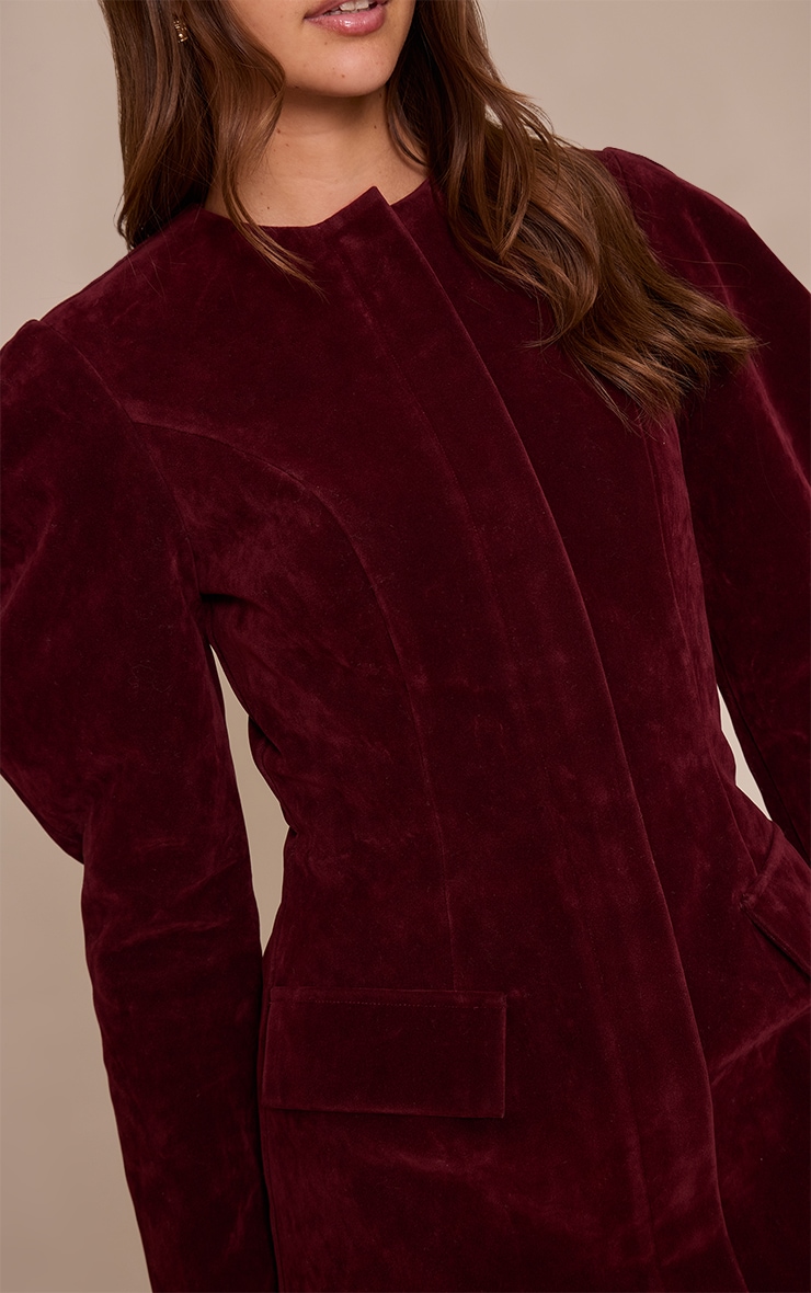 Plum Suede Zip Up Blazer Dress image 4