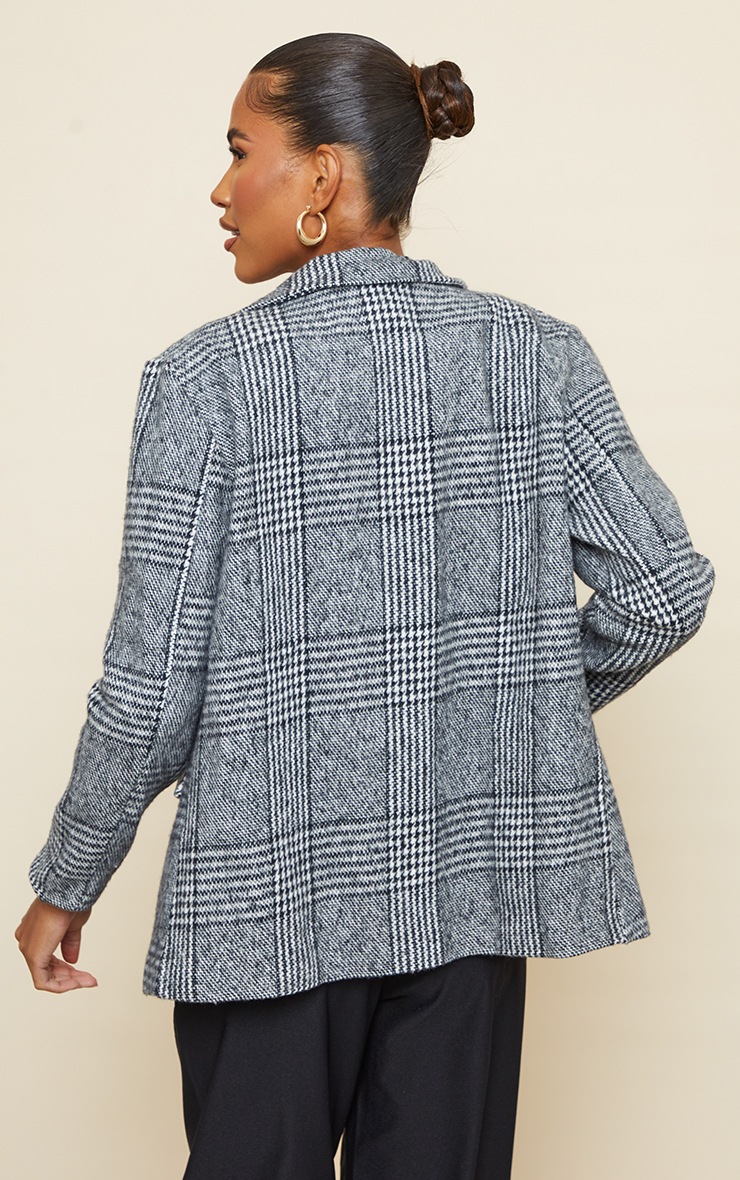 Black Check Brushed Wool Oversized Blazer image 2