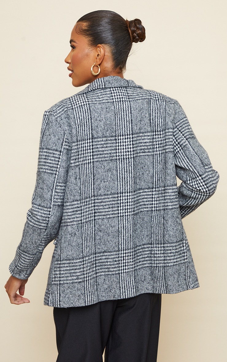  Black Check Brushed Wool Oversized Blazer image 2