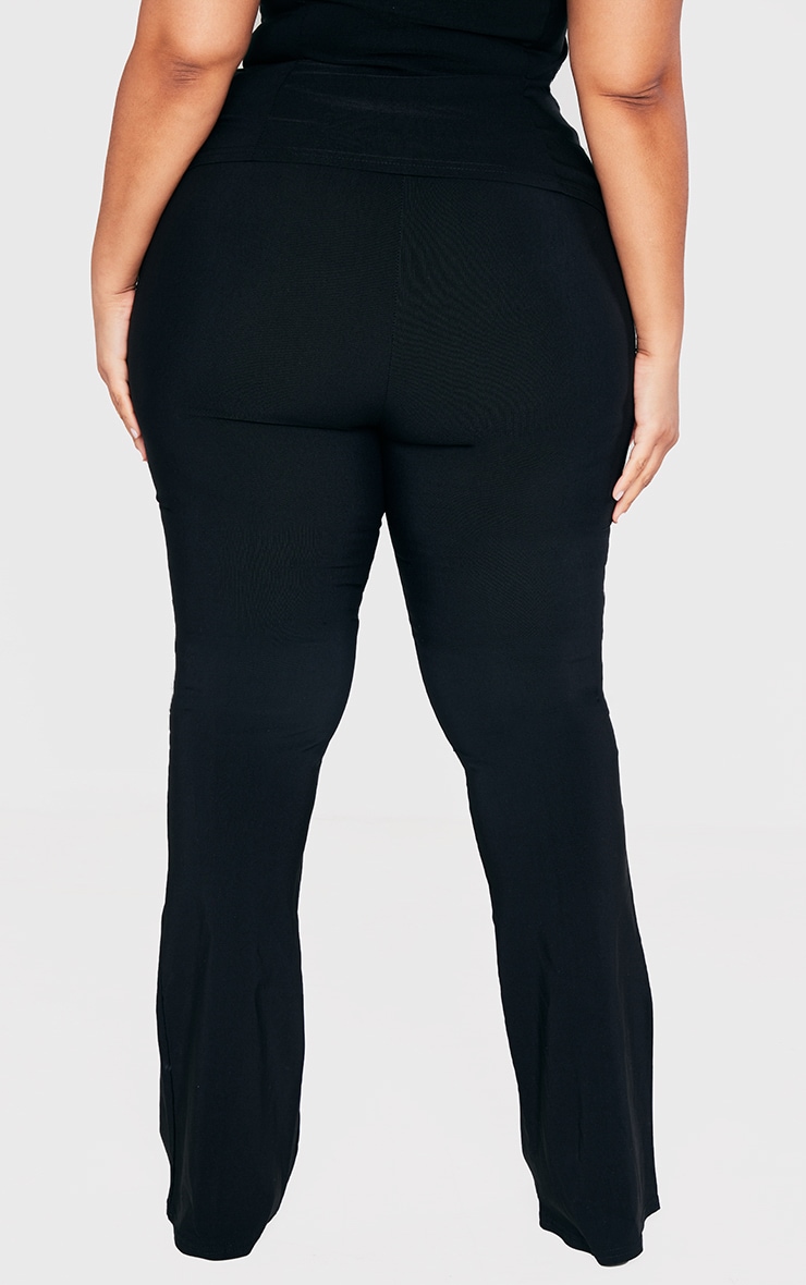 Plus Black Stretch Woven Flare Leg Pants image 3