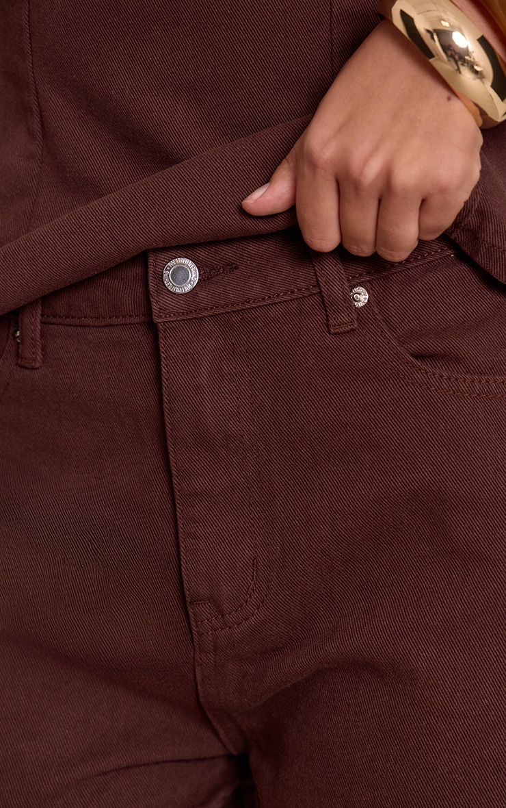 Short en denim taille haute chocolat image 5