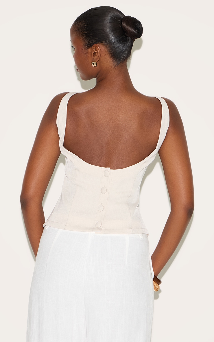 Cream Boatneck Button Back Long Top