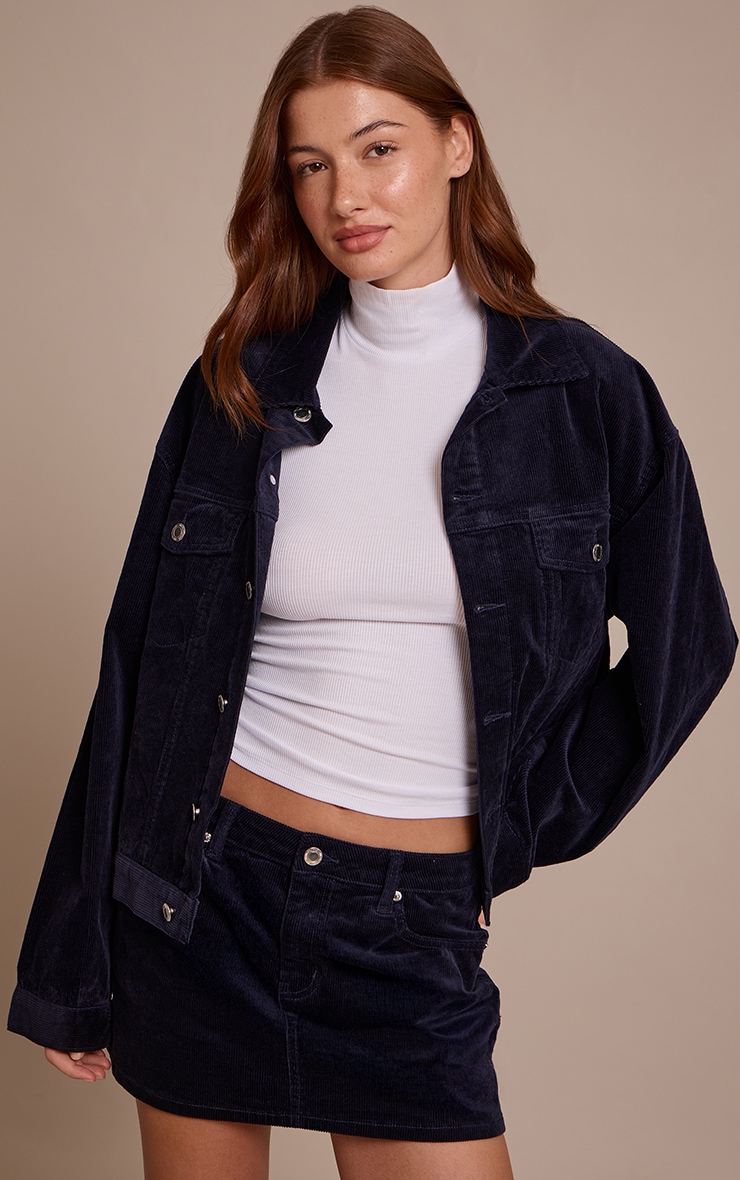 Navy Cord Denim Mini Skirt image 4