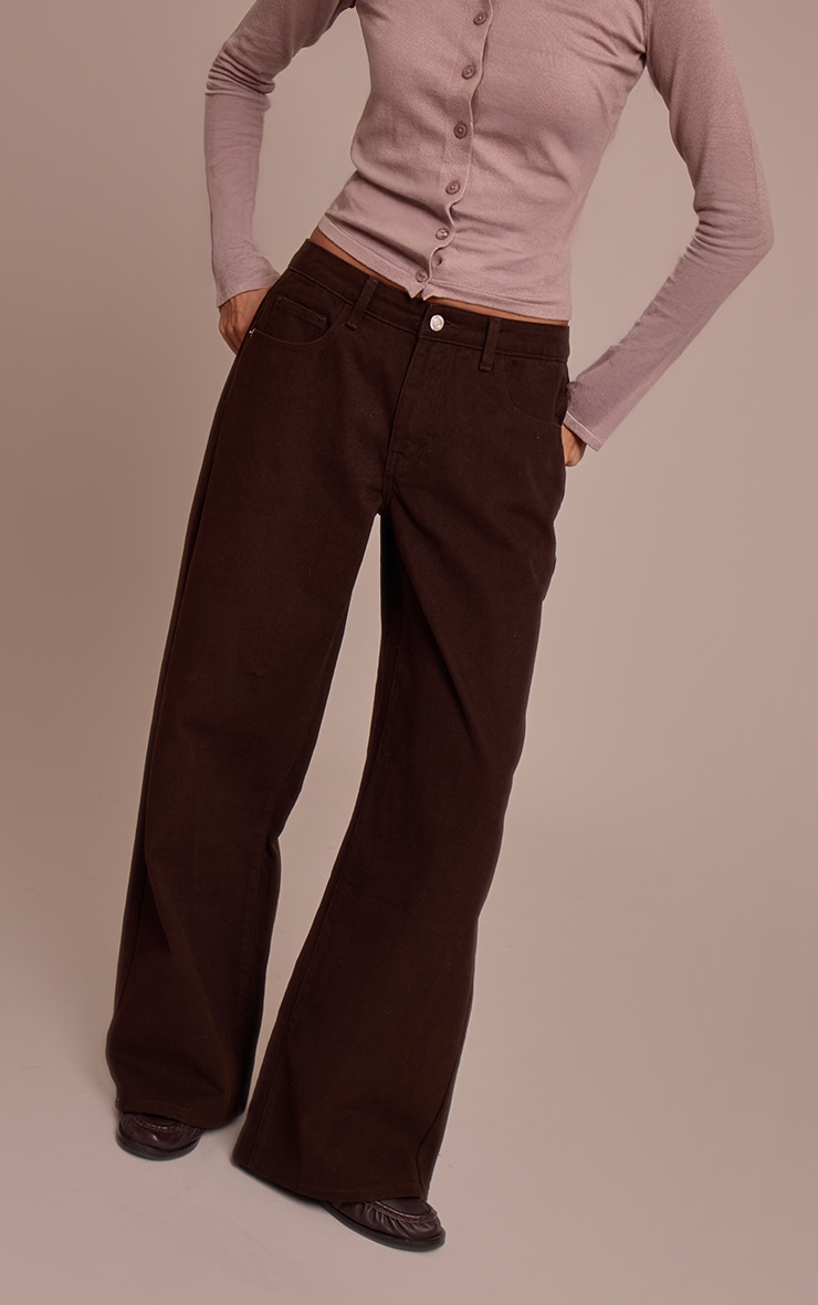 Chocolate Low Rise Wide Leg Jeans image 2