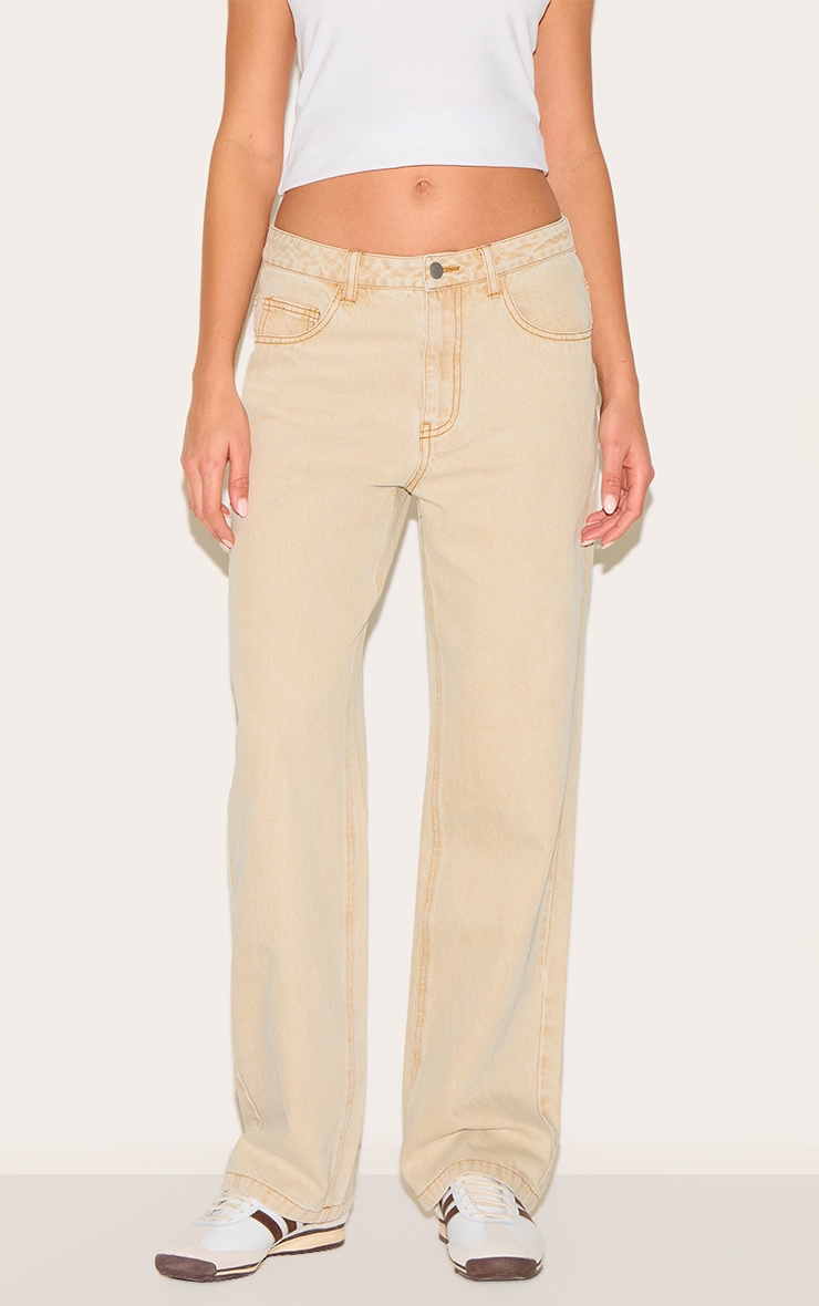 Washed Stone Mid Rise Straight Leg Jeans image 2