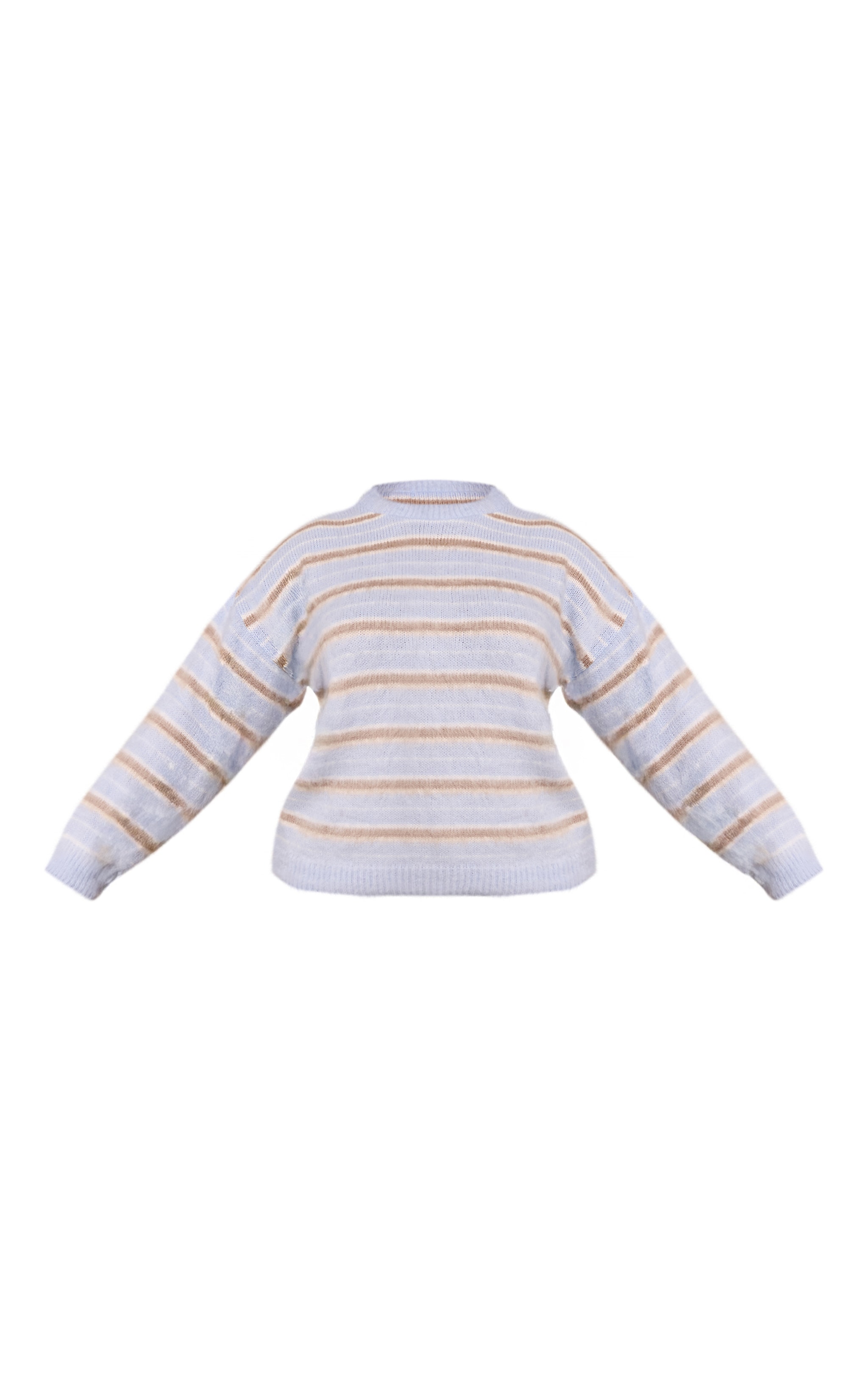 Plus Brown Striped Brushed Knit Jumper image 5
