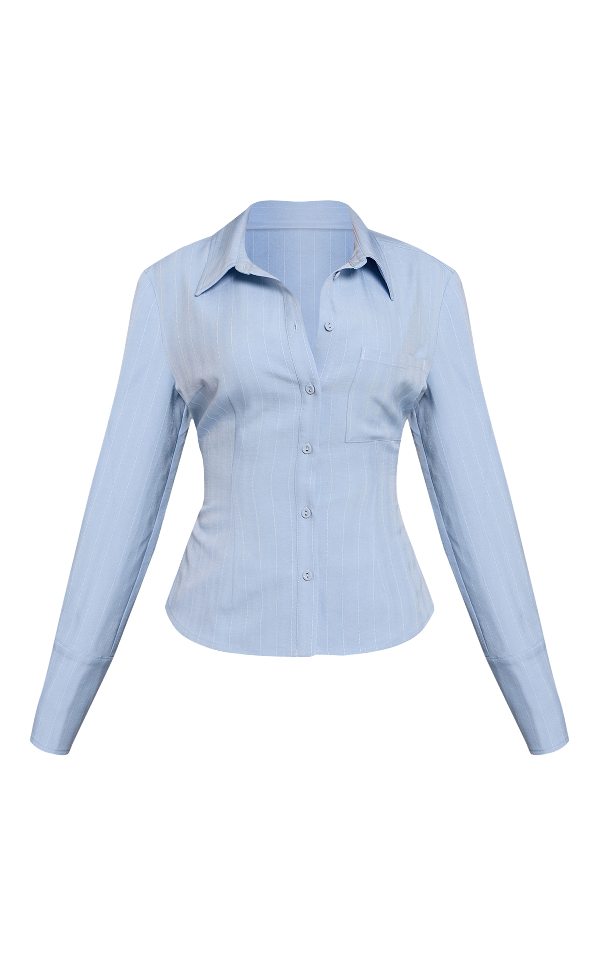 Petite Blue Pinstripe Oversized Shirt image 5