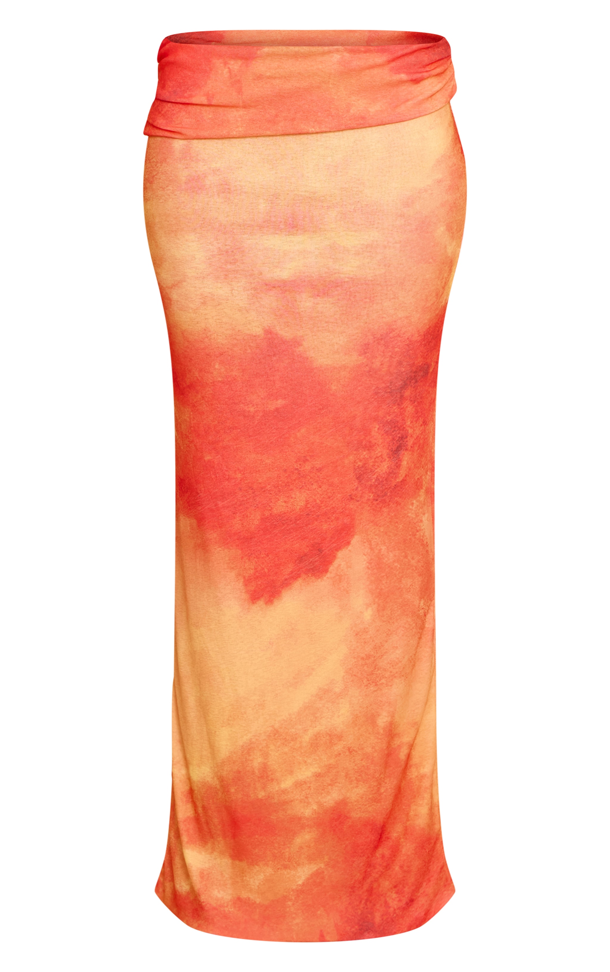 Orange Abstract Print Onion Skin Low Waist Maxi Skirt image 5