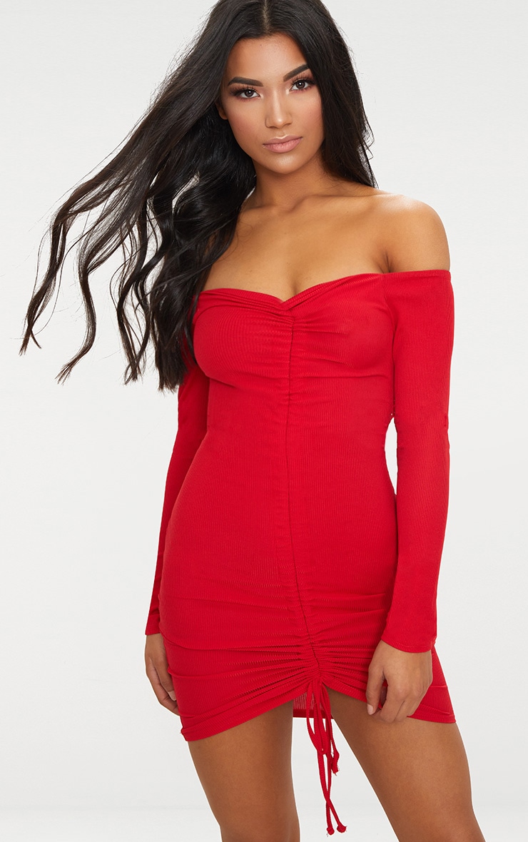 red off the shoulder dress fashion nova AFTER 5 MIDI