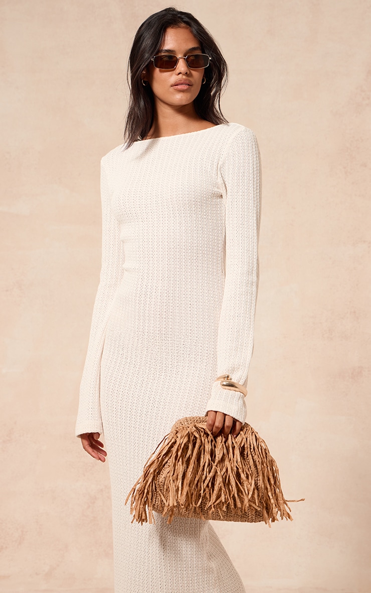 ◆Since Then◆ Glow Boat Neck Long One Piece Ivory Glow Boat Neck Long Dress Ivory | Elegant Formal Wear