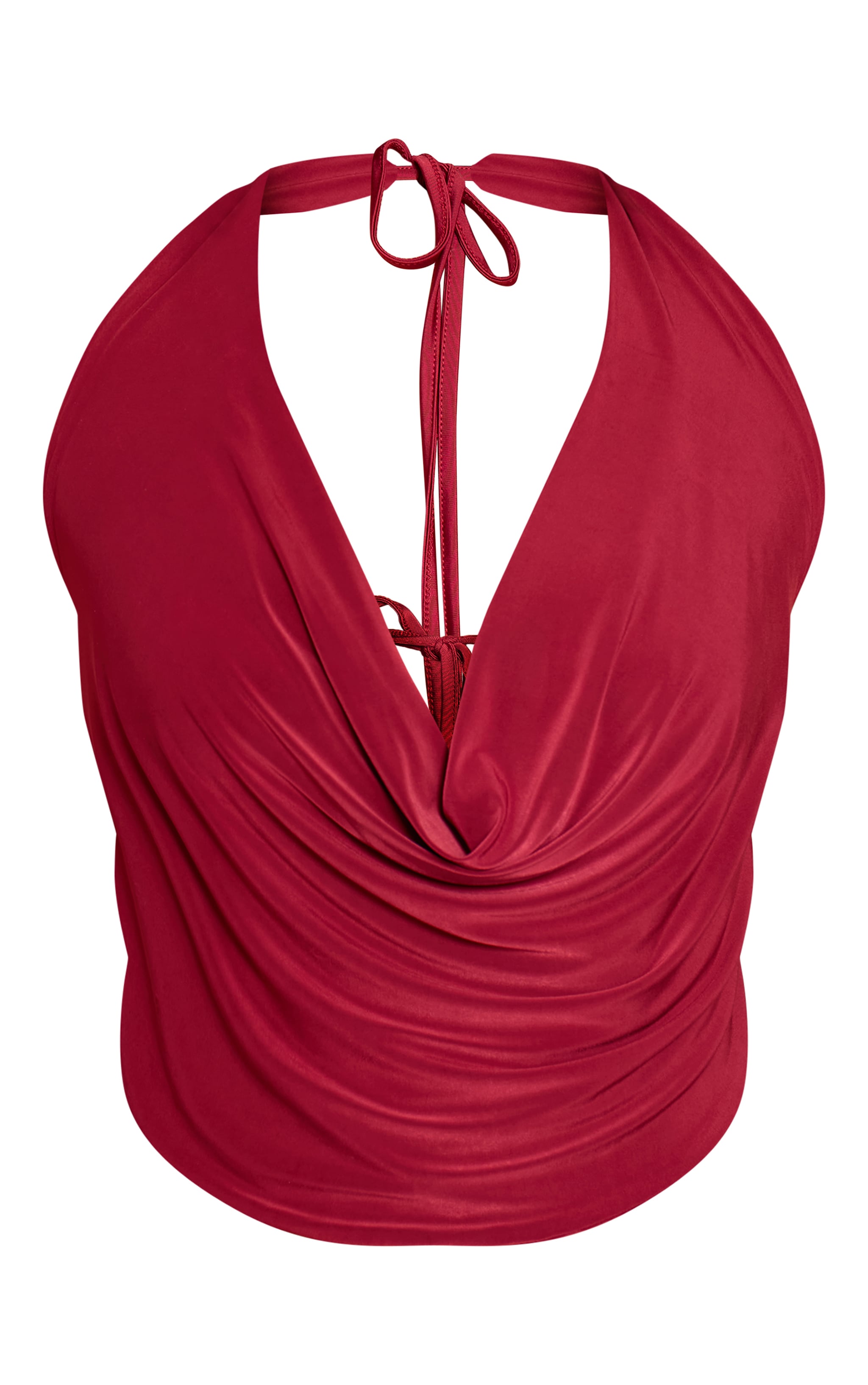 Wine Slinky Tie Back Cowl Neck Top image 5
