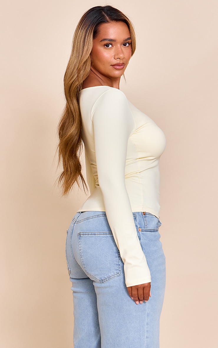 Shape Butter Cream Built In Bra Sculpt Boat Neck Long Sleeve Top image 2