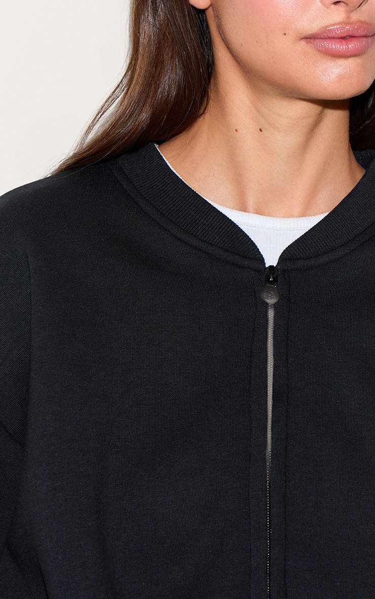 Black Drawcord Waist Cropped Zip Up Sweatshirt image 4