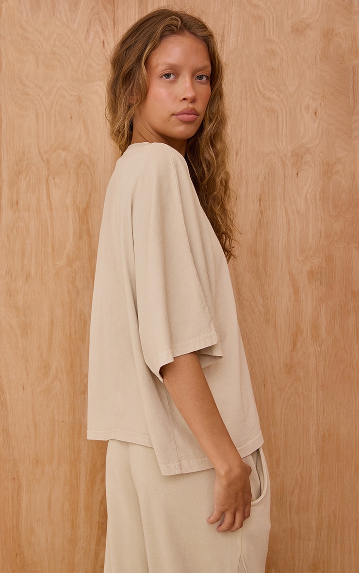 Oatmeal Acid Wash Oversized Boxy Tshirt image 2